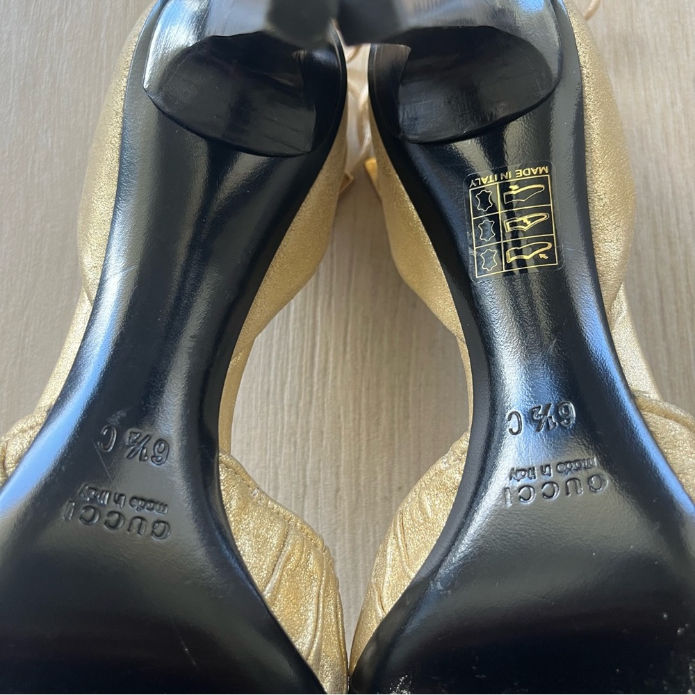 ORIGINAL GUCCI Gold Pointed Toe D’Orsay HeelSize 6 1/2 - Picture 8 of 13